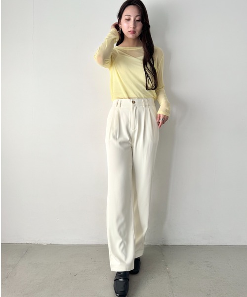 LOVALOT(ラバロット)の「クルーネック カラー シアーカットソー(Tシャツ/カットソー・レディース・イエロー/ホワイト/ブラック・F)」の10枚目の写真