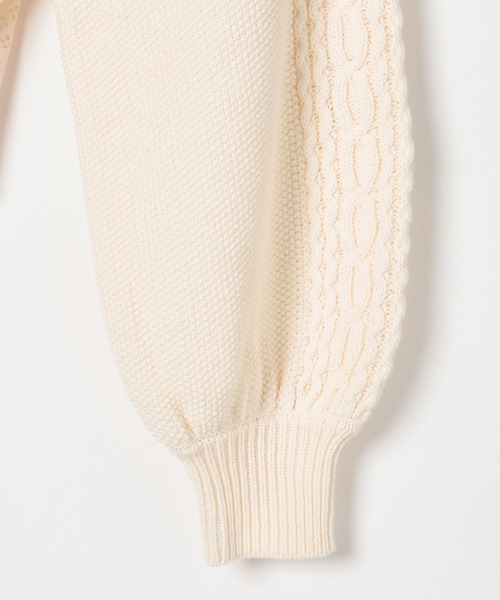 LEPSIM（レプシィム）の「5ゲージレース切り替えケーブルカーディガン　642619（カーディガン/ボレロ・レディース・ブラック/アイボリー・FREE）」の5枚目の写真
