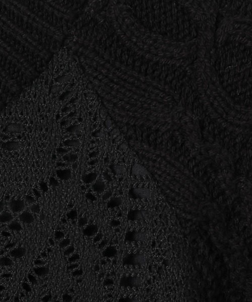 LEPSIM（レプシィム）の「5ゲージレース切り替えケーブルカーディガン　642619（カーディガン/ボレロ・レディース・ブラック/アイボリー・FREE）」の9枚目の写真