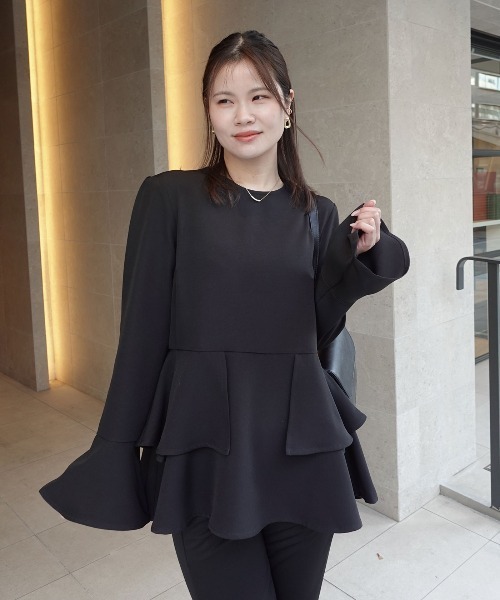 CORNERS（コーナーズ）の「オケージョンペプラムブラウス（シャツ/ブラウス・レディース・ブラック・M）」の3枚目の写真