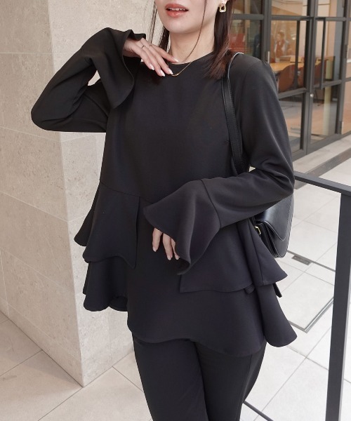 CORNERS（コーナーズ）の「オケージョンペプラムブラウス（シャツ/ブラウス・レディース・ブラック・M）」の12枚目の写真