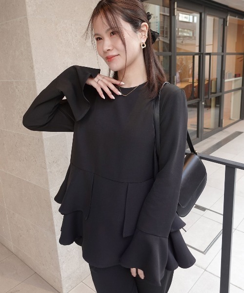 CORNERS（コーナーズ）の「オケージョンペプラムブラウス（シャツ/ブラウス・レディース・ブラック・M）」の5枚目の写真