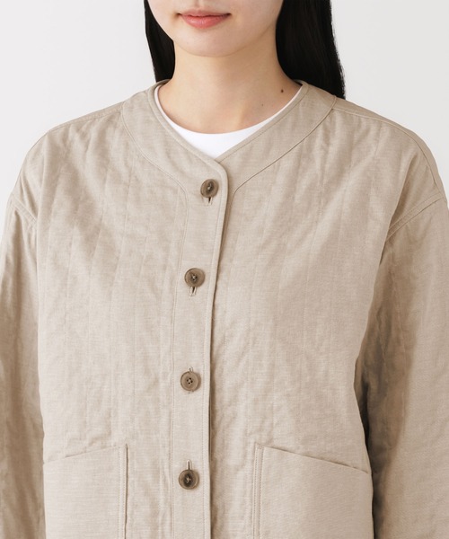 無印良品（ムジルシリョウヒン）の「婦人　カポック混二重ガーゼ　キルトジャケット（その他アウター・レディース・ブラック/ライトベージュ・XL/S）」の3枚目の写真