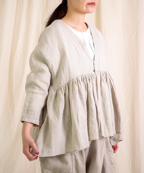 Brocante（ブロカント）の「[Brocante / ブロカント] リネンキャンバス コロンヴィシャツ（シャツ/ブラウス・レディース・アイボリー/ブラック・2）」の11枚目の写真