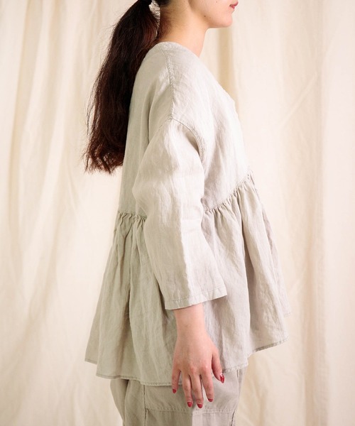 Brocante（ブロカント）の「[Brocante / ブロカント] リネンキャンバス コロンヴィシャツ（シャツ/ブラウス・レディース・アイボリー/ブラック・2）」の18枚目の写真