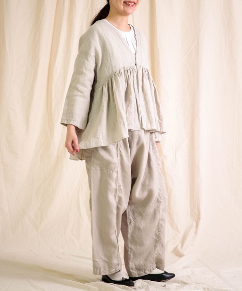Brocante（ブロカント）の「[Brocante / ブロカント] リネンキャンバス コロンヴィシャツ（シャツ/ブラウス・レディース・アイボリー/ブラック・2）」の13枚目の写真