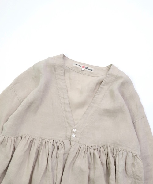 Brocante（ブロカント）の「[Brocante / ブロカント] リネンキャンバス コロンヴィシャツ（シャツ/ブラウス・レディース・アイボリー/ブラック・2）」の3枚目の写真