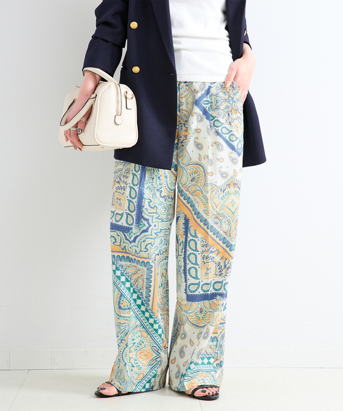 B.C STOCK(ベーセーストック)の「手洗い可 / FINEアートプリントバックゴムトラウザー(その他パンツ・レディース・グリーン/ピンク/ブラウン・FREE)」の2枚目の写真