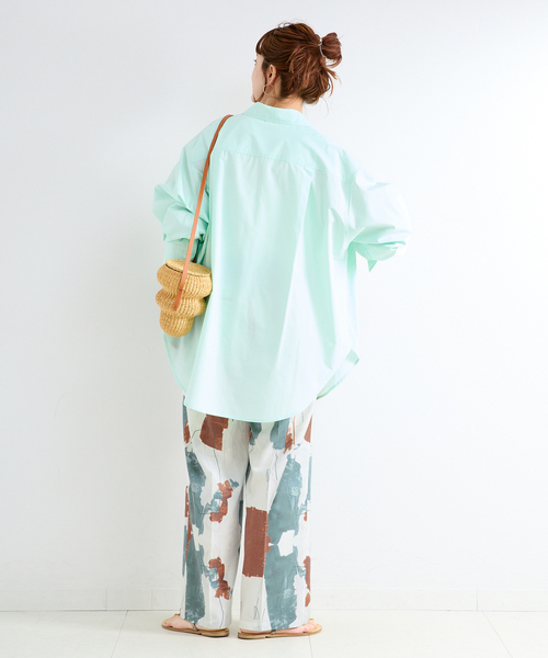 B.C STOCK(ベーセーストック)の「手洗い可 / FINEアートプリントバックゴムトラウザー(その他パンツ・レディース・グリーン/ピンク/ブラウン・FREE)」の4枚目の写真