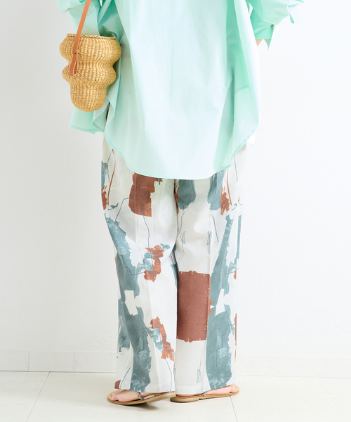 B.C STOCK(ベーセーストック)の「手洗い可 / FINEアートプリントバックゴムトラウザー(その他パンツ・レディース・グリーン/ピンク/ブラウン・FREE)」の8枚目の写真