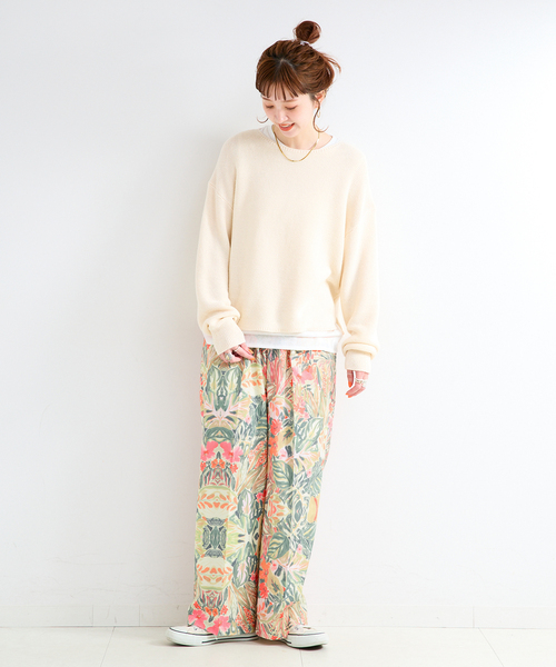 B.C STOCK(ベーセーストック)の「手洗い可 / FINEアートプリントバックゴムトラウザー(その他パンツ・レディース・グリーン/ピンク/ブラウン・FREE)」の17枚目の写真