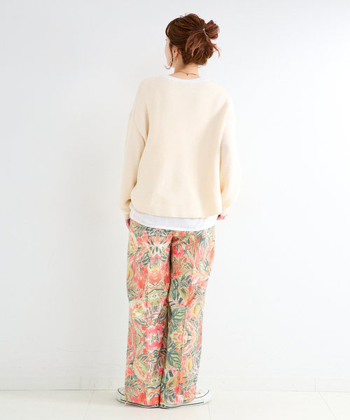 B.C STOCK(ベーセーストック)の「手洗い可 / FINEアートプリントバックゴムトラウザー(その他パンツ・レディース・グリーン/ピンク/ブラウン・FREE)」の19枚目の写真