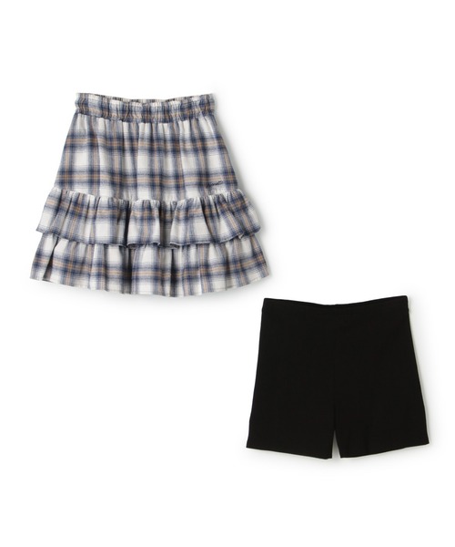 pom ponette junior（ポンポネットジュニア）の「チェックティアードスカート×インナーパンツ（スカート・キッズ・グレイッシュブルー・150cm/140cm/LL(165cm)/160cm）」の4枚目の写真