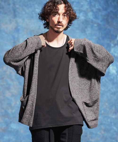 Jih Nunc（ジーヌンク）の「mcg3771-ボタンレスルーズシルエット杢カーディガン(JIH-R1167)（カーディガン/ボレロ・メンズ・チャコール/ベージュ/オフホワイト・S/M/L）」の18枚目の写真