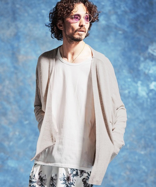 Jih Nunc（ジーヌンク）の「mcg3771-ボタンレスルーズシルエット杢カーディガン(JIH-R1167)（カーディガン/ボレロ・メンズ・チャコール/ベージュ/オフホワイト・S/M/L）」の5枚目の写真