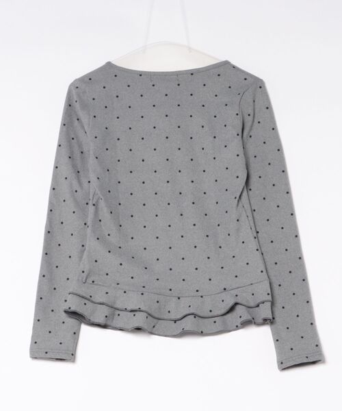 Nia（ニア）の「Nia(ニア)/リボン付きドット柄フリルトップス（Tシャツ/カットソー・レディース・グレー/ホワイト・MEDIUM/SMALL）」の6枚目の写真