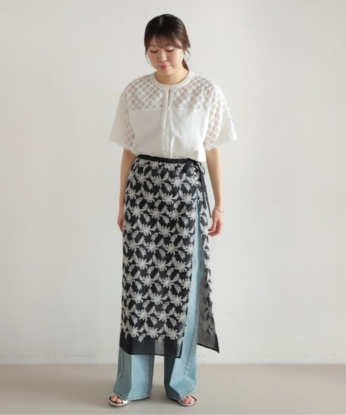 NOMBRE IMPAIR（ノンブルアンペール）の「モノトーンフラワー刺繍　レイヤードスカート（スカート・レディース・ブラック・FREE）」の10枚目の写真