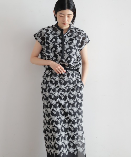 NOMBRE IMPAIR（ノンブルアンペール）の「モノトーンフラワー刺繍　レイヤードスカート（スカート・レディース・ブラック・FREE）」の18枚目の写真