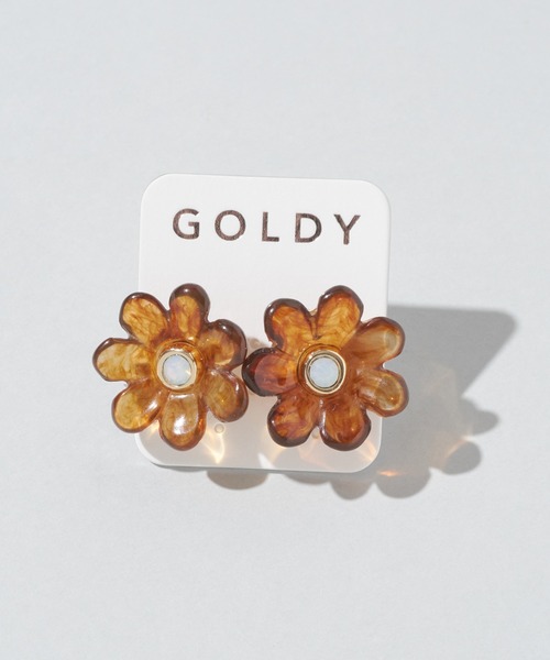 GOLDY(ゴールディ)の「パフィー ブルーム ピアス(ピアス(両耳用)・レディース・ブラウン/クリア/グリーン/アイボリー・FREE)」の17枚目の写真