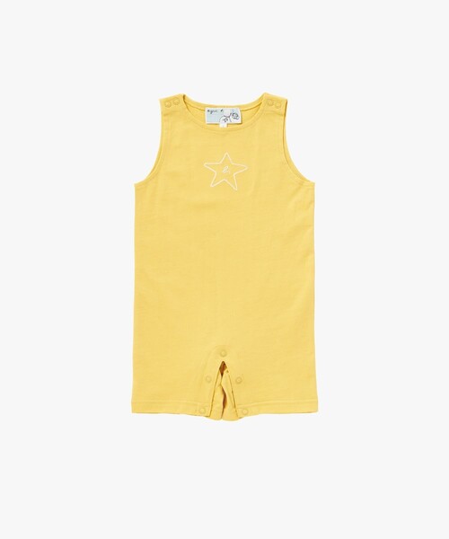 agnes b.(アニエスベー)の「ベビー "b." ロゴ スター コットン ノースリーブ サロペット "Missia"(ロンパース・キッズ・イエロー系その他・1YEAR/6MONTH)」の1枚目の写真