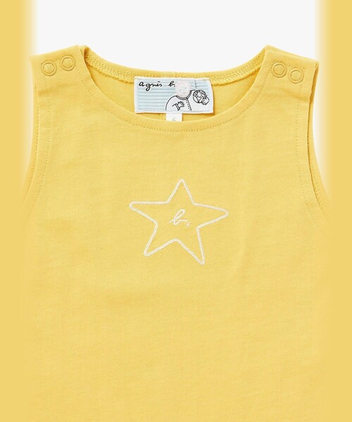 agnes b.(アニエスベー)の「ベビー "b." ロゴ スター コットン ノースリーブ サロペット "Missia"(ロンパース・キッズ・イエロー系その他・1YEAR/6MONTH)」の3枚目の写真