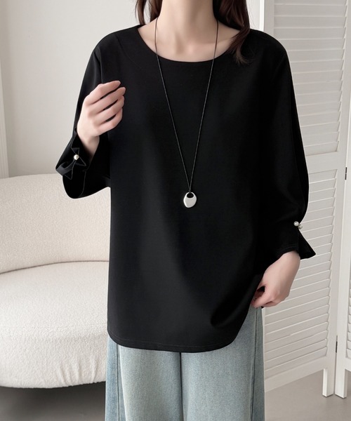 ABITOKYO（アビトーキョー）の「袖タックパールデザインブラウス（シャツ/ブラウス・レディース・ベージュ/モカ/ブラック・FREE）」の10枚目の写真