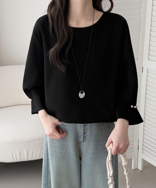 ABITOKYO（アビトーキョー）の「袖タックパールデザインブラウス（シャツ/ブラウス・レディース・ベージュ/モカ/ブラック・FREE）」の13枚目の写真