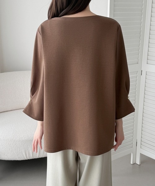 ABITOKYO（アビトーキョー）の「袖タックパールデザインブラウス（シャツ/ブラウス・レディース・ベージュ/モカ/ブラック・FREE）」の14枚目の写真