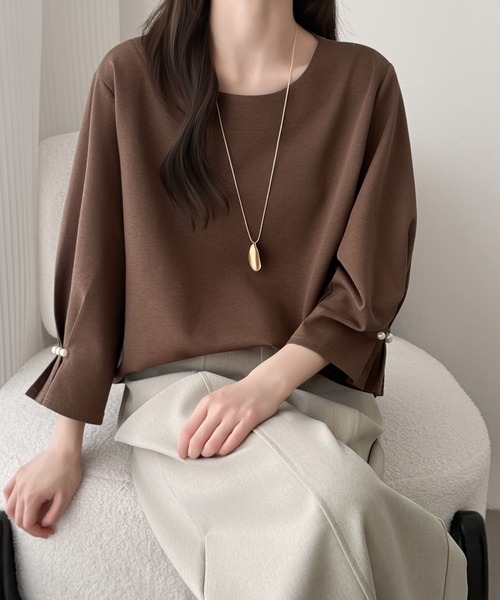 ABITOKYO（アビトーキョー）の「袖タックパールデザインブラウス（シャツ/ブラウス・レディース・ベージュ/モカ/ブラック・FREE）」の20枚目の写真