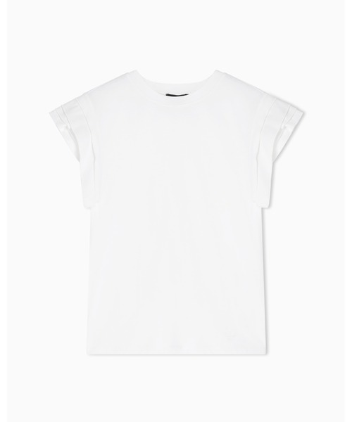 EMPORIO ARMANI（エンポリオアルマーニ）の「【エンポリオ アルマーニ】ASV ラッフルスリーブ ジャージーTシャツ（Tシャツ/カットソー・レディース・ホワイト・MEDIUM/SMALL）」の2枚目の写真