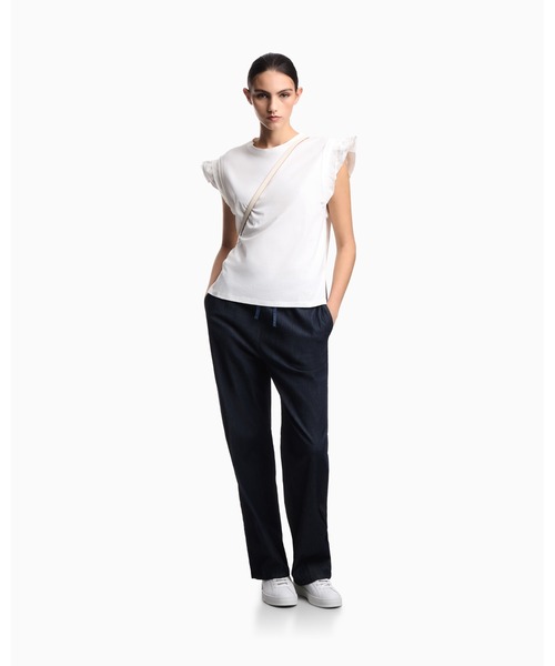 EMPORIO ARMANI（エンポリオアルマーニ）の「【エンポリオ アルマーニ】ASV ラッフルスリーブ ジャージーTシャツ（Tシャツ/カットソー・レディース・ホワイト・MEDIUM/SMALL）」の5枚目の写真