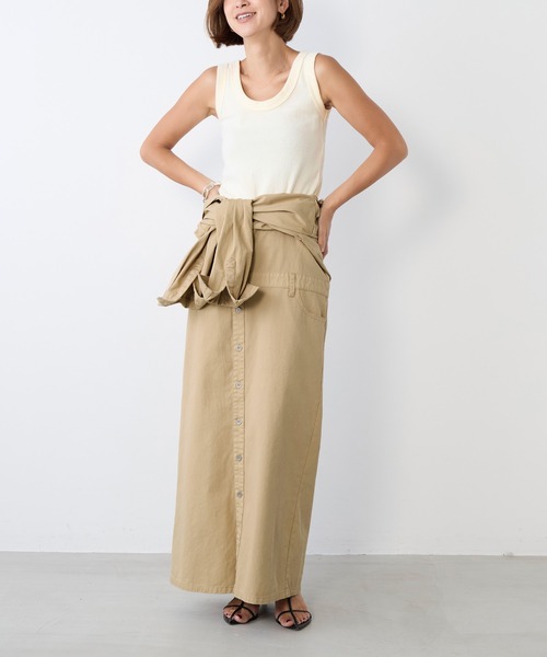 MICA&DEAL(マイカ&ディール)の「リネンブレンドテレコリブタンクトップ(タンクトップ・レディース・ライトベージュ/オフホワイト/ブラウン/ベージュ・FREE)」の11枚目の写真