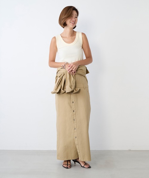 MICA&DEAL(マイカ&ディール)の「リネンブレンドテレコリブタンクトップ(タンクトップ・レディース・ライトベージュ/オフホワイト/ブラウン/ベージュ・FREE)」の12枚目の写真