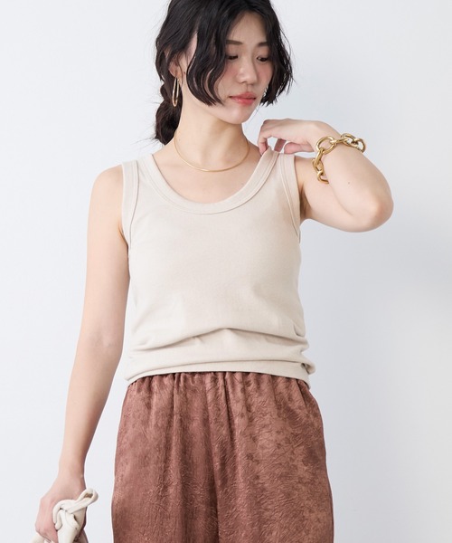 MICA&DEAL(マイカ&ディール)の「リネンブレンドテレコリブタンクトップ(タンクトップ・レディース・ライトベージュ/オフホワイト/ブラウン/ベージュ・FREE)」の17枚目の写真