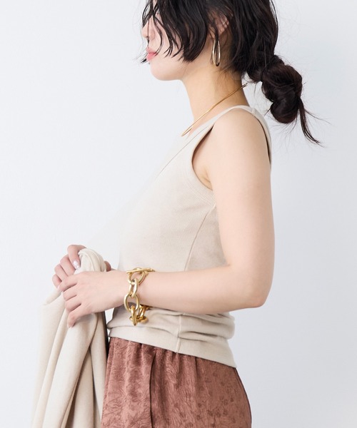 MICA&DEAL(マイカ&ディール)の「リネンブレンドテレコリブタンクトップ(タンクトップ・レディース・ライトベージュ/オフホワイト/ブラウン/ベージュ・FREE)」の18枚目の写真