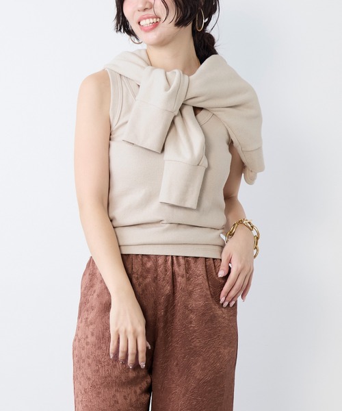 MICA&DEAL(マイカ&ディール)の「リネンブレンドテレコリブタンクトップ(タンクトップ・レディース・ライトベージュ/オフホワイト/ブラウン/ベージュ・FREE)」の20枚目の写真