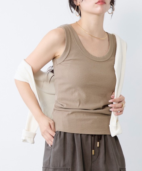 MICA&DEAL(マイカ&ディール)の「リネンブレンドテレコリブタンクトップ(タンクトップ・レディース・ライトベージュ/オフホワイト/ブラウン/ベージュ・FREE)」の14枚目の写真