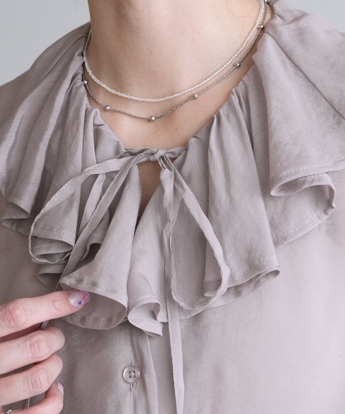reca(レカ)の「フリルカラーシアーブラウス(シャツ/ブラウス・レディース・グレー/ブラック/ベージュ・M)」の11枚目の写真