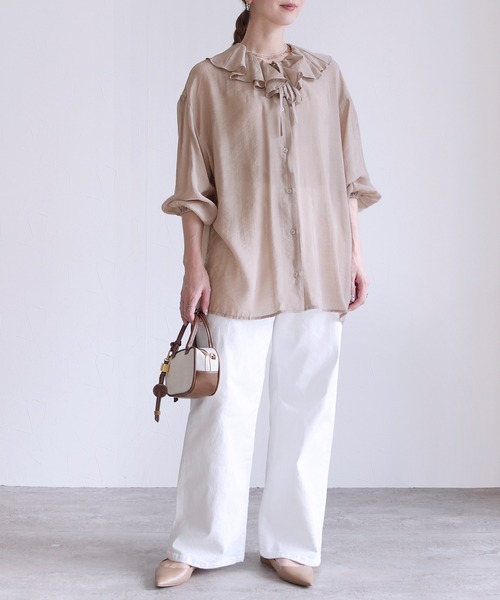 reca(レカ)の「フリルカラーシアーブラウス(シャツ/ブラウス・レディース・グレー/ブラック/ベージュ・M)」の16枚目の写真