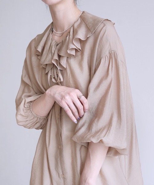 reca(レカ)の「フリルカラーシアーブラウス(シャツ/ブラウス・レディース・グレー/ブラック/ベージュ・M)」の17枚目の写真