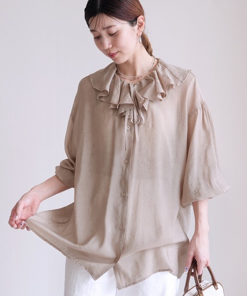 reca(レカ)の「フリルカラーシアーブラウス(シャツ/ブラウス・レディース・グレー/ブラック/ベージュ・M)」の19枚目の写真