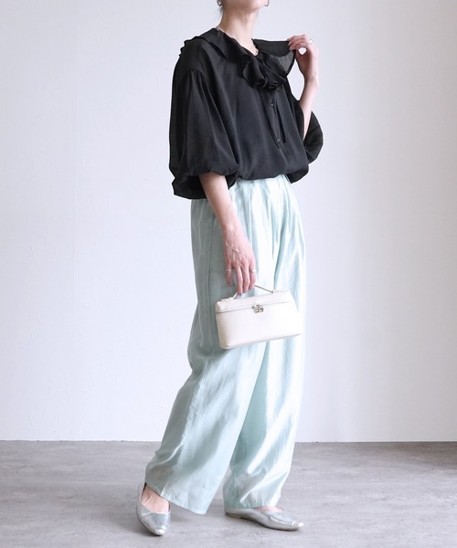 reca(レカ)の「フリルカラーシアーブラウス(シャツ/ブラウス・レディース・グレー/ブラック/ベージュ・M)」の5枚目の写真