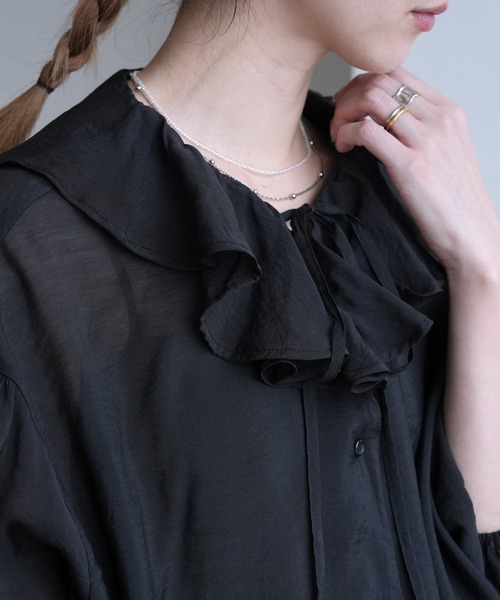 reca(レカ)の「フリルカラーシアーブラウス(シャツ/ブラウス・レディース・グレー/ブラック/ベージュ・M)」の6枚目の写真