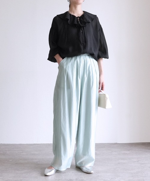 reca(レカ)の「フリルカラーシアーブラウス(シャツ/ブラウス・レディース・グレー/ブラック/ベージュ・M)」の8枚目の写真