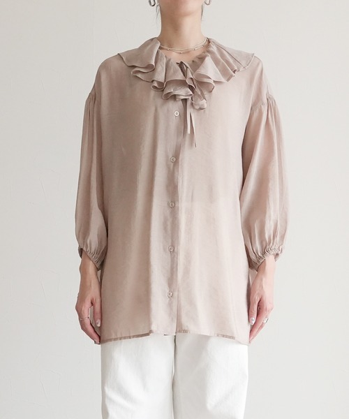 reca(レカ)の「フリルカラーシアーブラウス(シャツ/ブラウス・レディース・グレー/ブラック/ベージュ・M)」の20枚目の写真