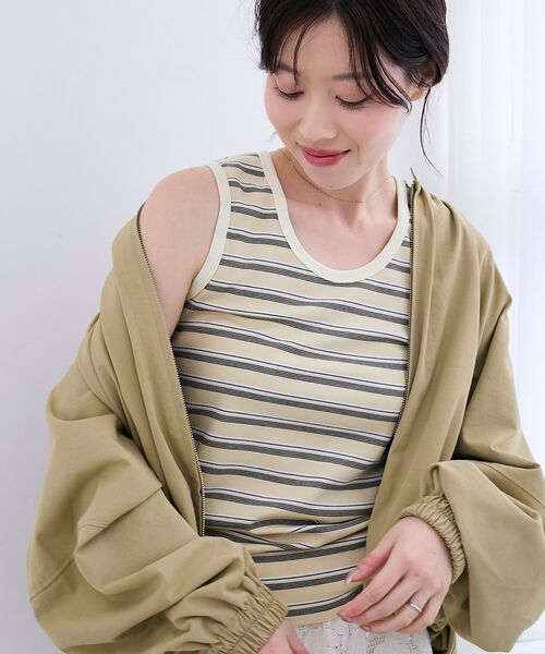 le.coeur blanc(ルクールブラン)の「マルチボーダーリブタンク(タンクトップ・レディース・ブルー系その他3/イエロー系その他/ブラック系その他・38)」の9枚目の写真