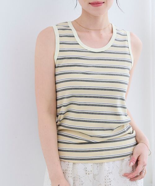 le.coeur blanc(ルクールブラン)の「マルチボーダーリブタンク(タンクトップ・レディース・ブルー系その他3/イエロー系その他/ブラック系その他・38)」の11枚目の写真