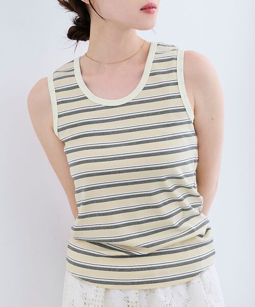 le.coeur blanc（ルクールブラン）の「マルチボーダーリブタンク（タンクトップ・レディース・ブルー系その他3/イエロー系その他/ブラック系その他・38）」の14枚目の写真