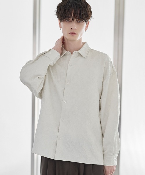 ETELIO（エテリオ）の「総柄ジャガードリラクシングシャツ（シャツ/ブラウス・メンズ・チャコール/ホワイト/ブラック/ワイン・S/M/L/XL）」の5枚目の写真