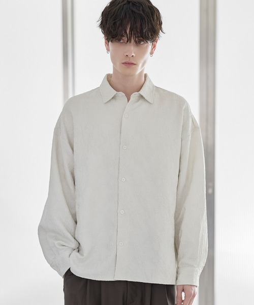 ETELIO（エテリオ）の「総柄ジャガードリラクシングシャツ（シャツ/ブラウス・メンズ・チャコール/ホワイト/ブラック/ワイン・S/M/L/XL）」の7枚目の写真